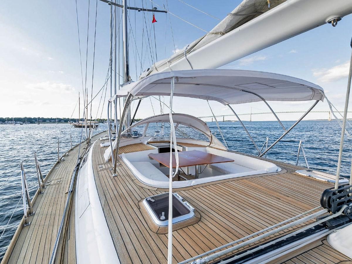 a boat on the water aboard VENTUROUS Yacht for Sale