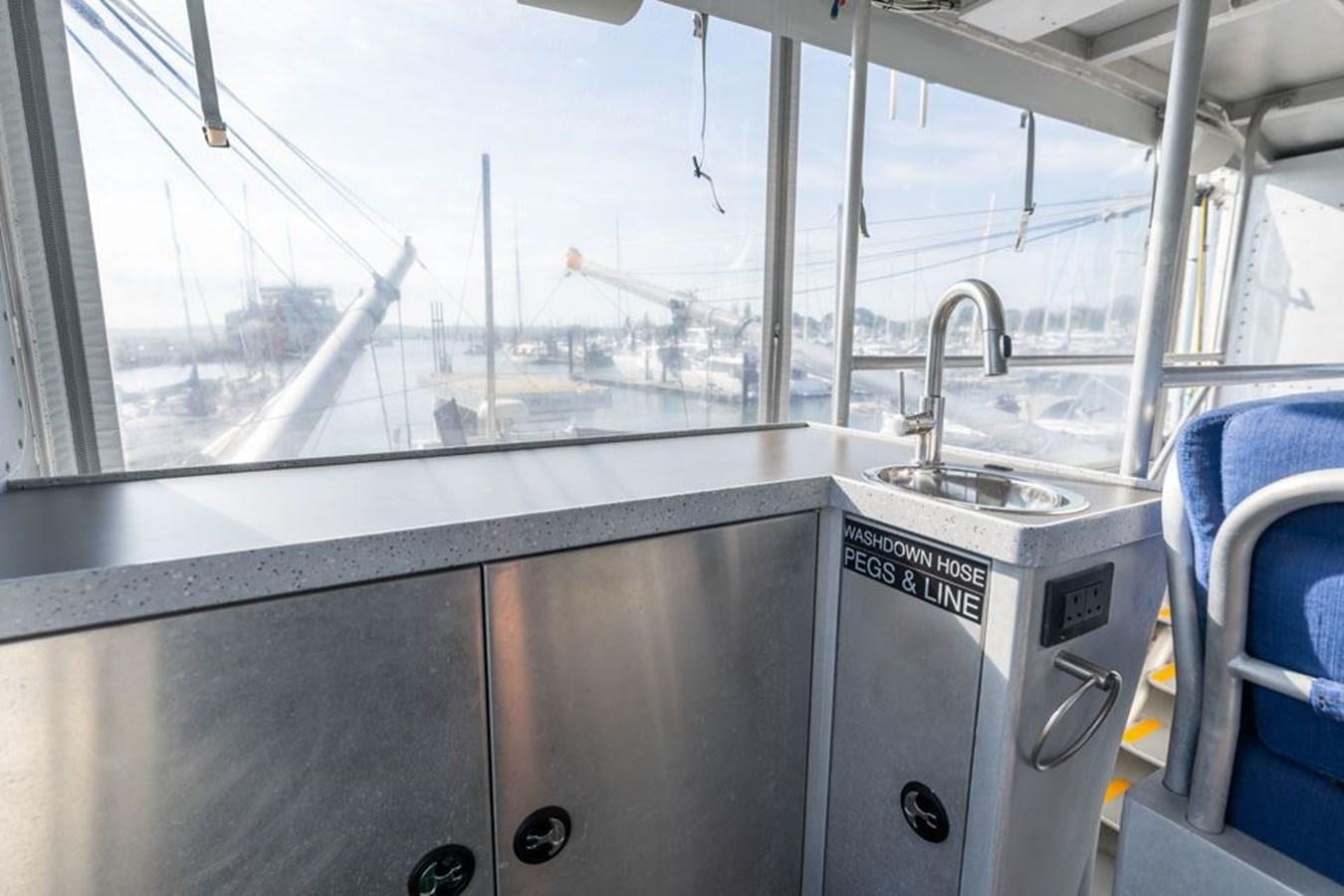 a large metal sink aboard GREY WOLF Yacht for Sale