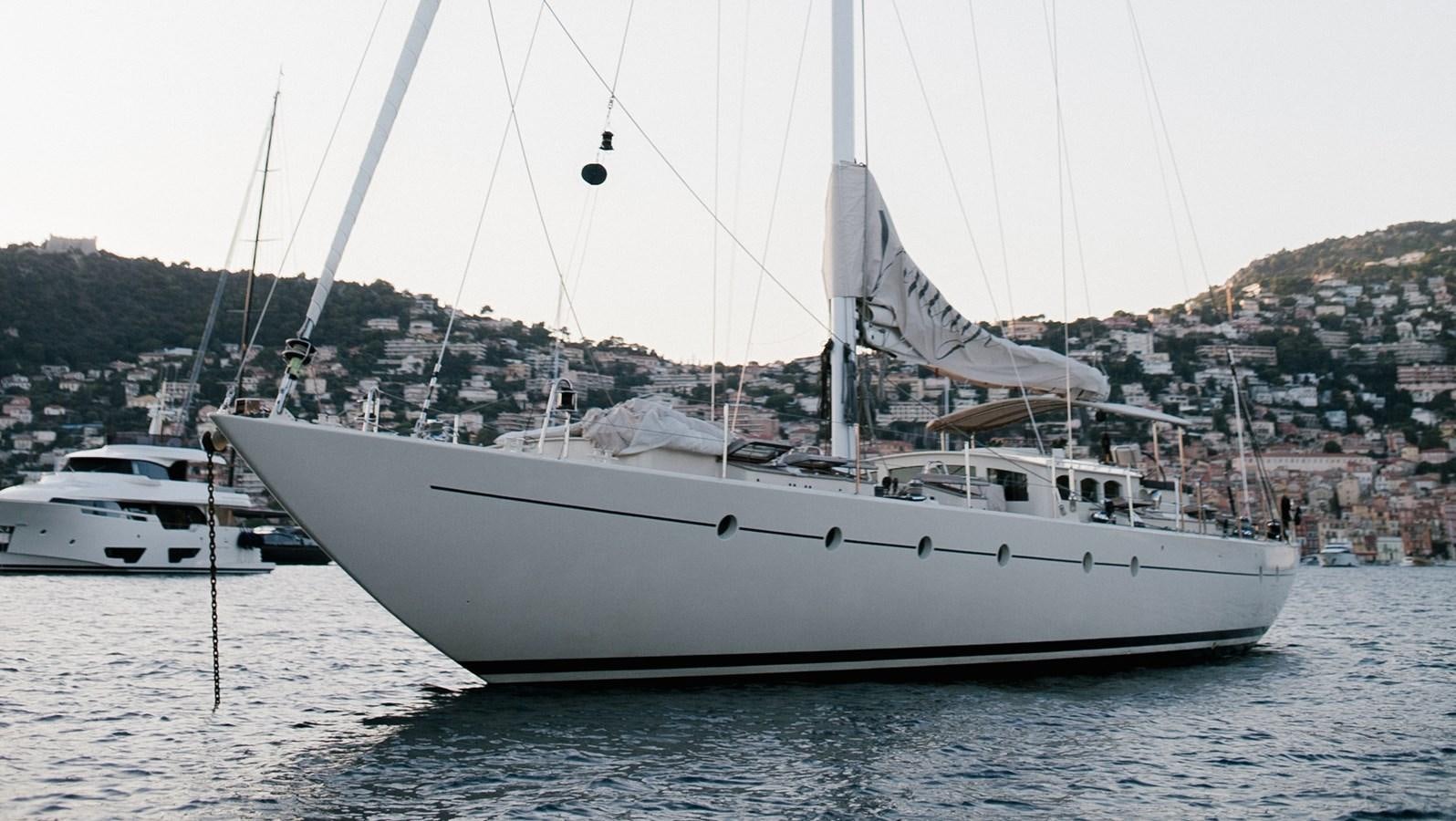 a white boat in the water aboard VINTAGE I Yacht for Sale
