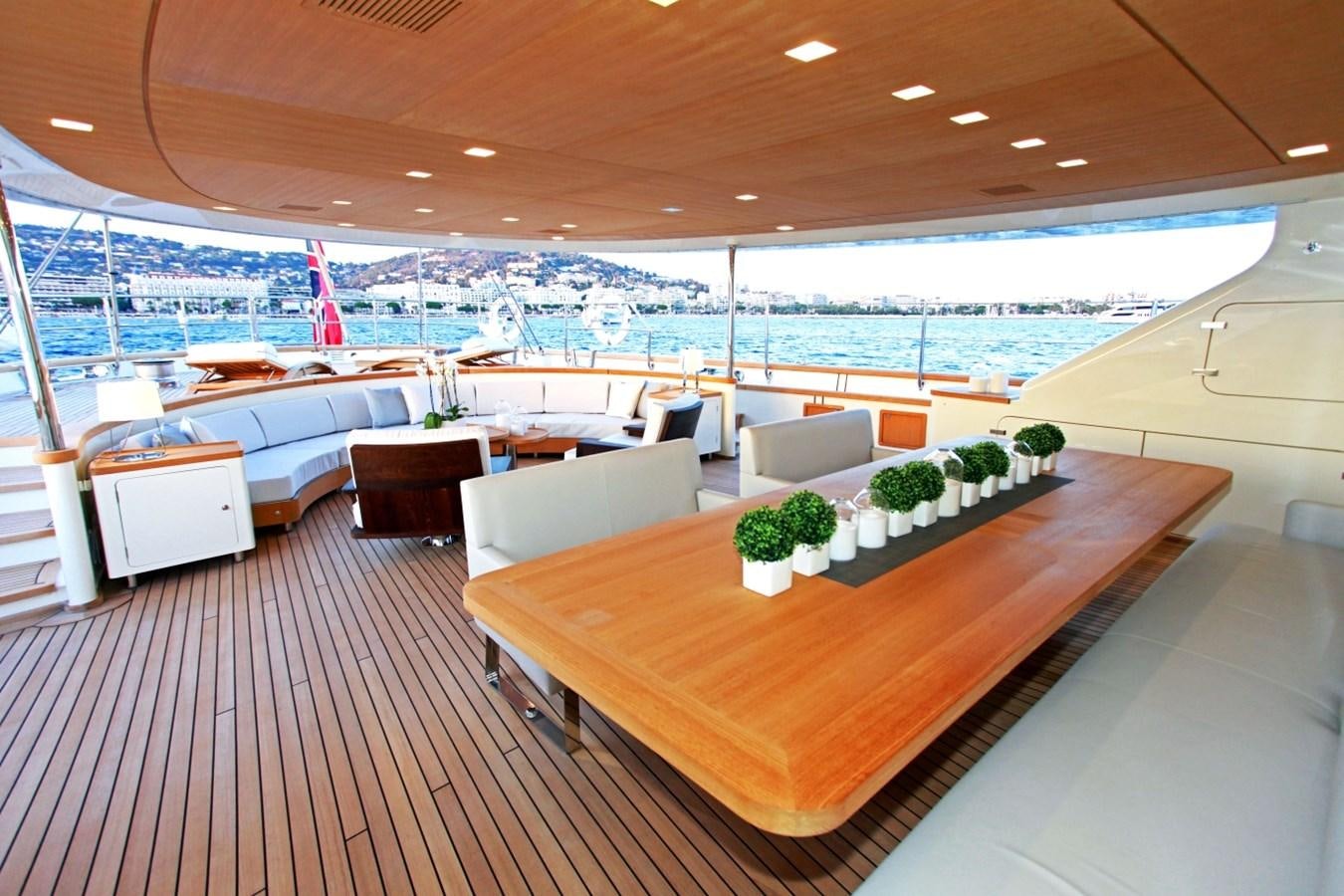 a large room with a table and chairs aboard PERSEUS Yacht for Charter