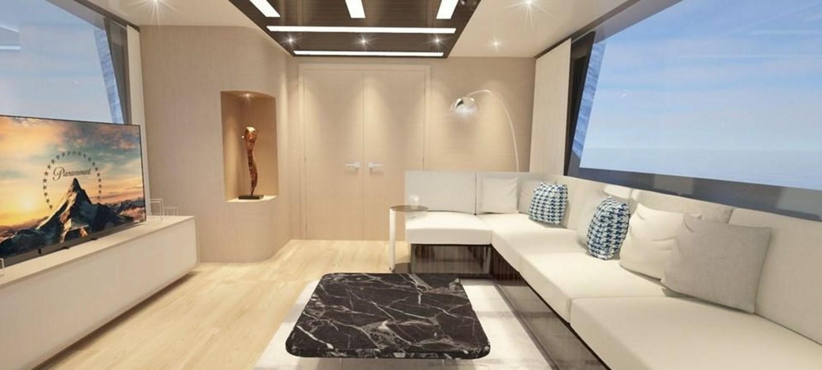 a room with a bed and a painting on the wall aboard  ILC Yacht for Sale