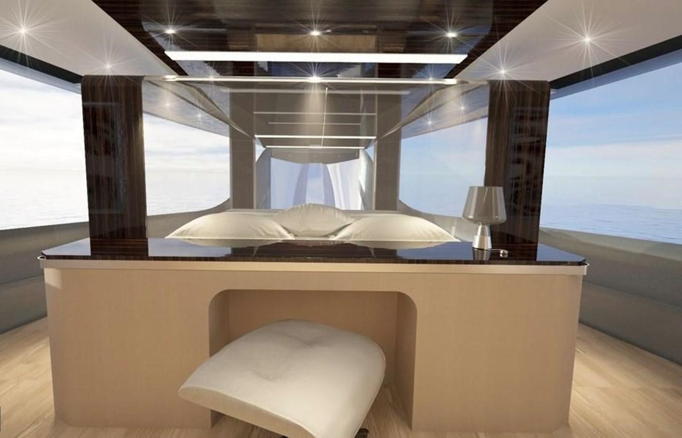 a room with a large window and a bed aboard  ILC Yacht for Sale