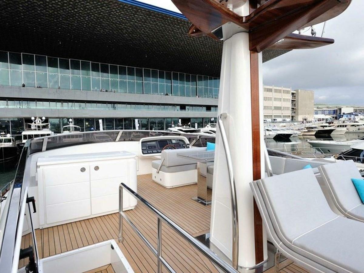 a balcony with a view of a city aboard AUSTIN PARKER - 72 FLY Yacht for Sale