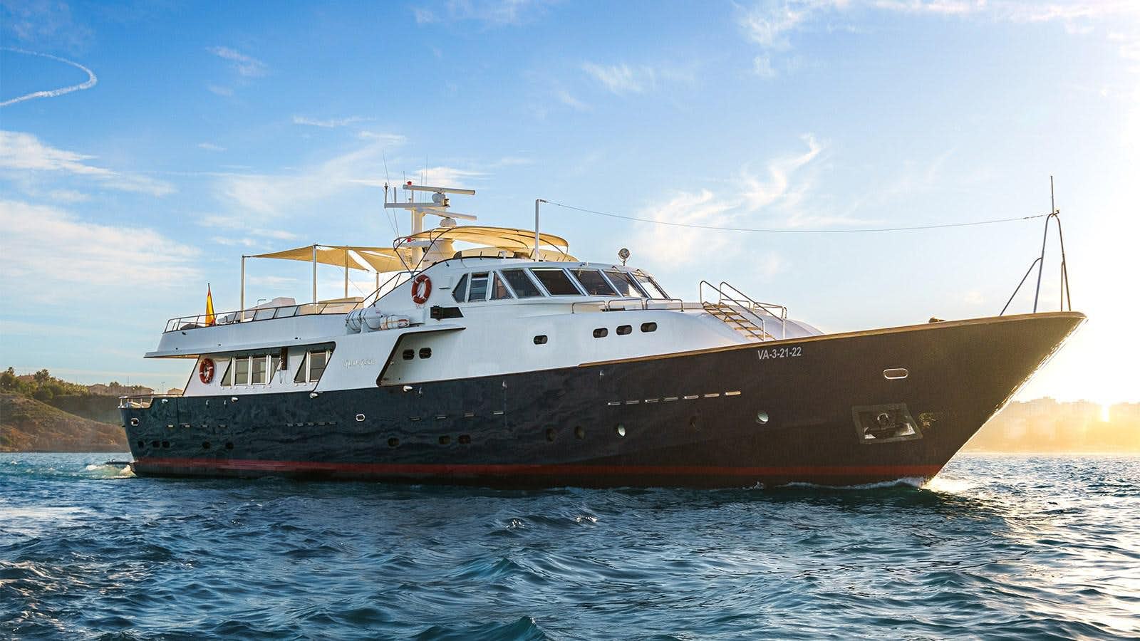 a large boat in the water aboard SPIRIT OF MK Yacht for Sale
