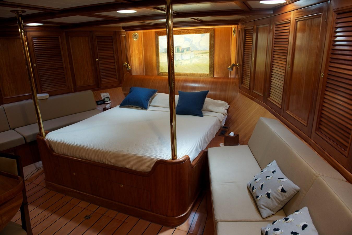 a room with a bed and a desk aboard NO.6 TEXEL Yacht for Sale