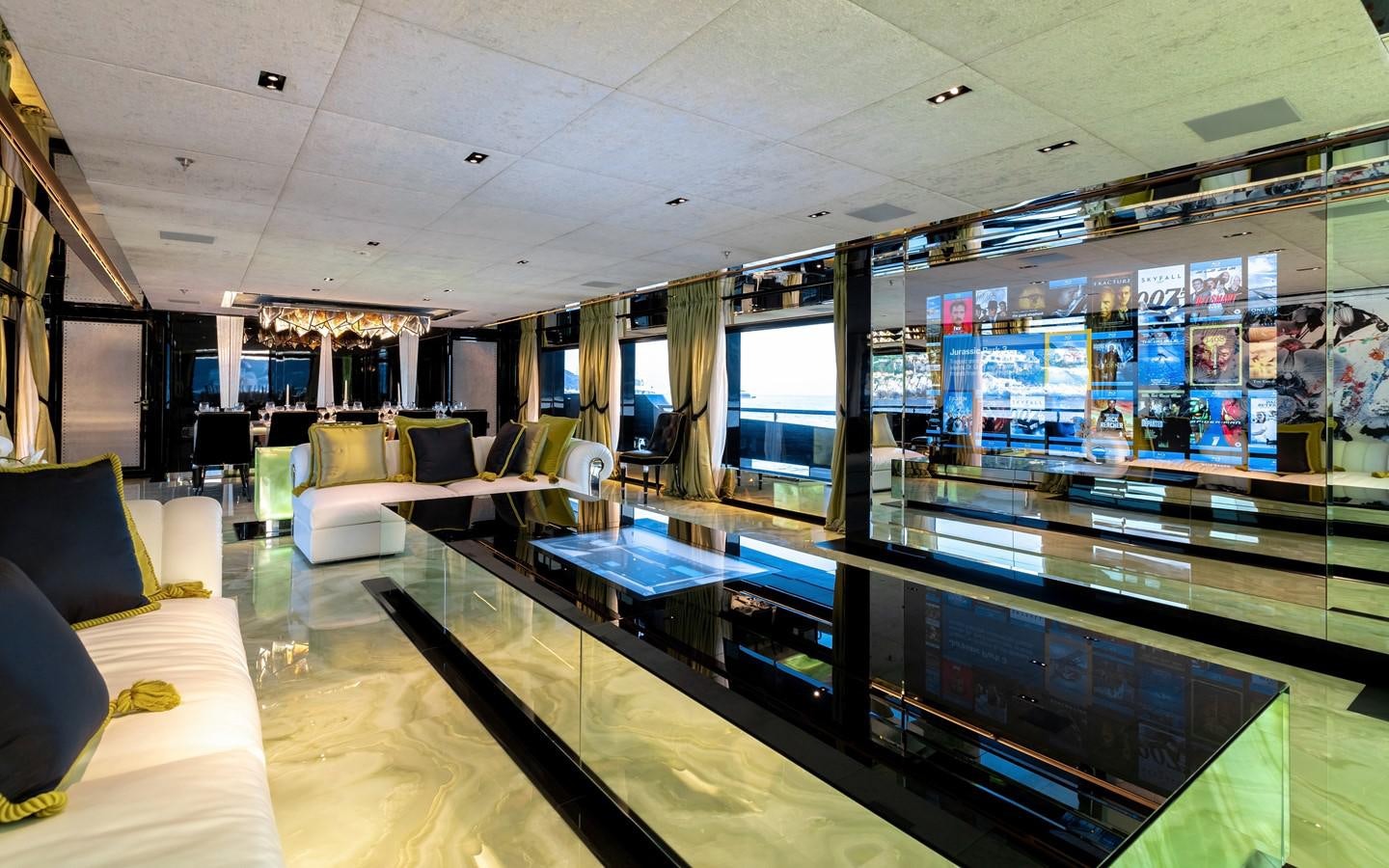 a room with a large pool table aboard SARASTAR Yacht for Sale