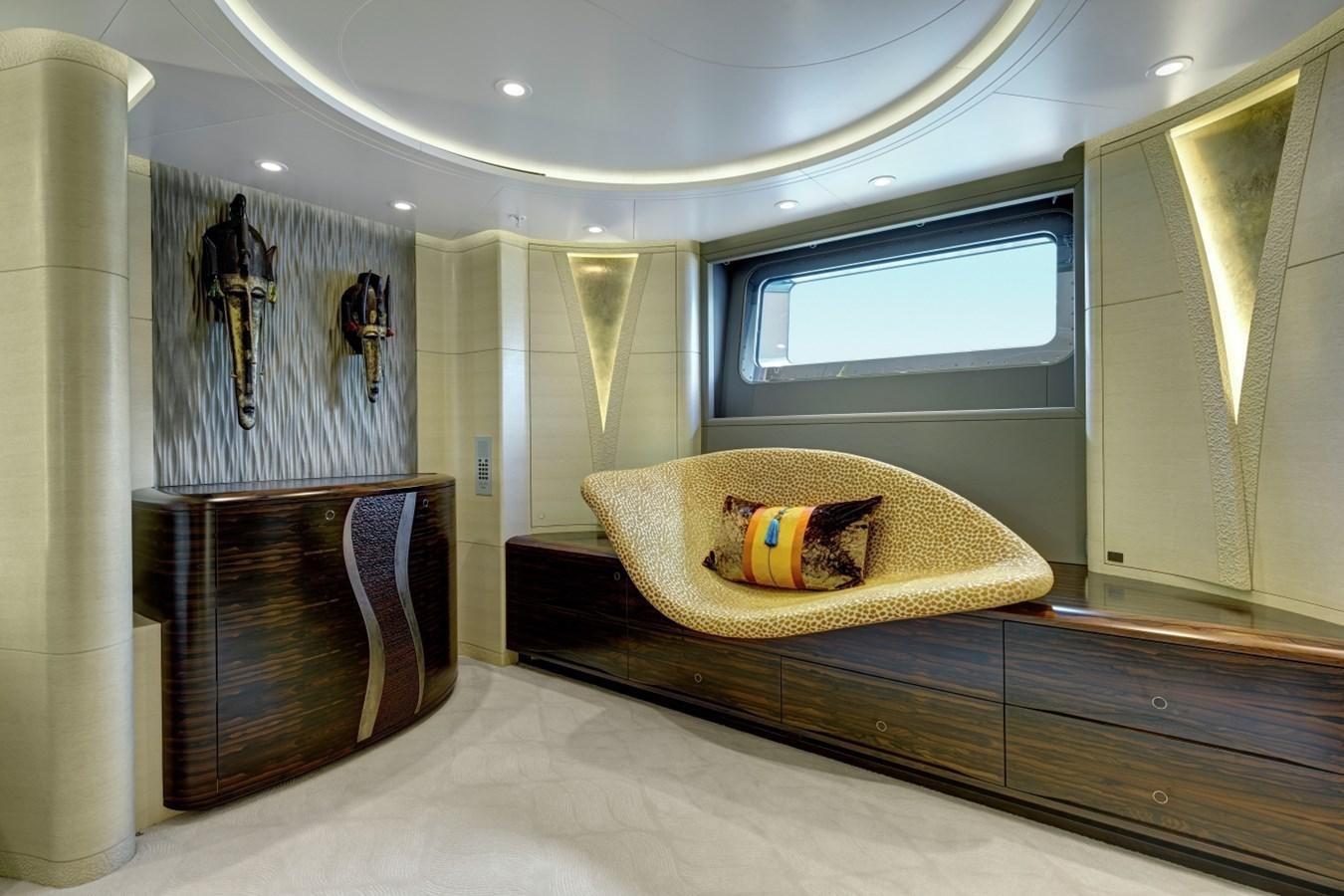 a bed in a room aboard SALVAJE Yacht for Charter