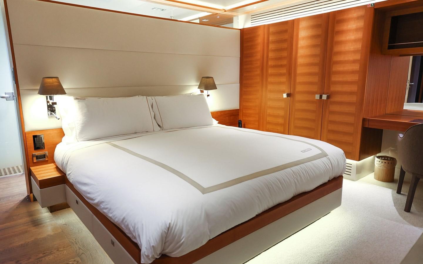 a bed in a room aboard FUNKY CHOICE Yacht for Sale