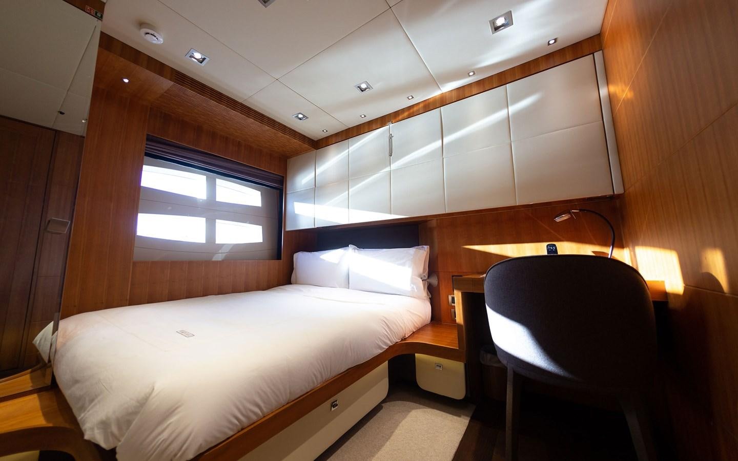 a bed in a room aboard FUNKY CHOICE Yacht for Sale