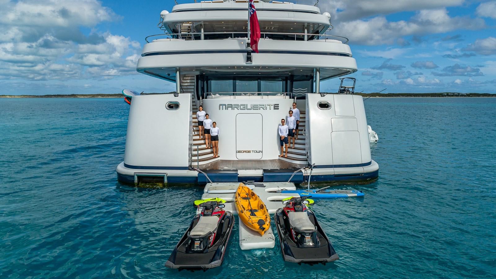 a boat on the water aboard MARGUERITE Yacht for Charter