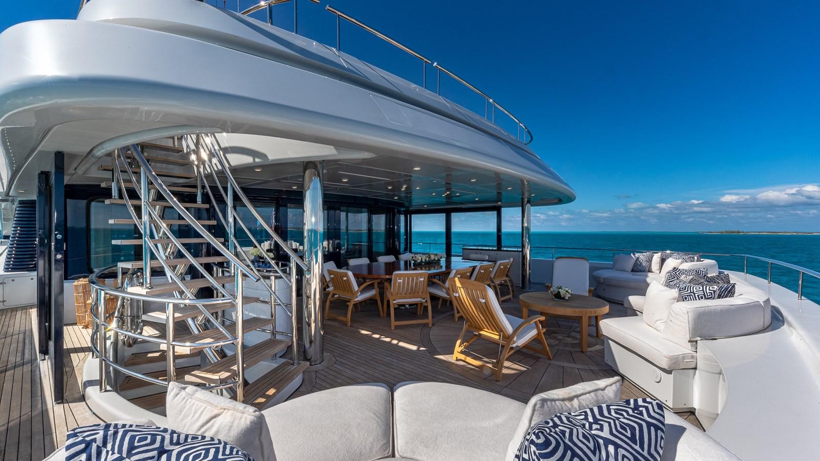 a large balcony overlooking the ocean aboard MARGUERITE Yacht for Charter
