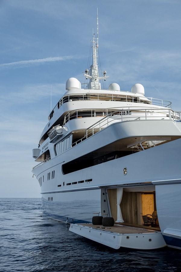 a large white boat in the water aboard VICTORIOUS Yacht for Charter