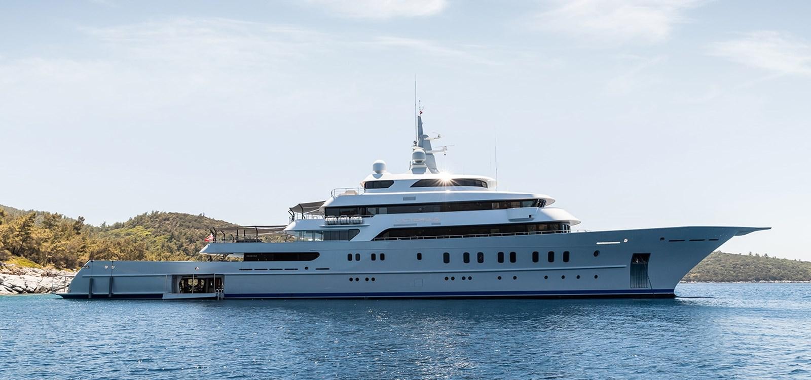a large white yacht aboard VICTORIOUS Yacht for Charter