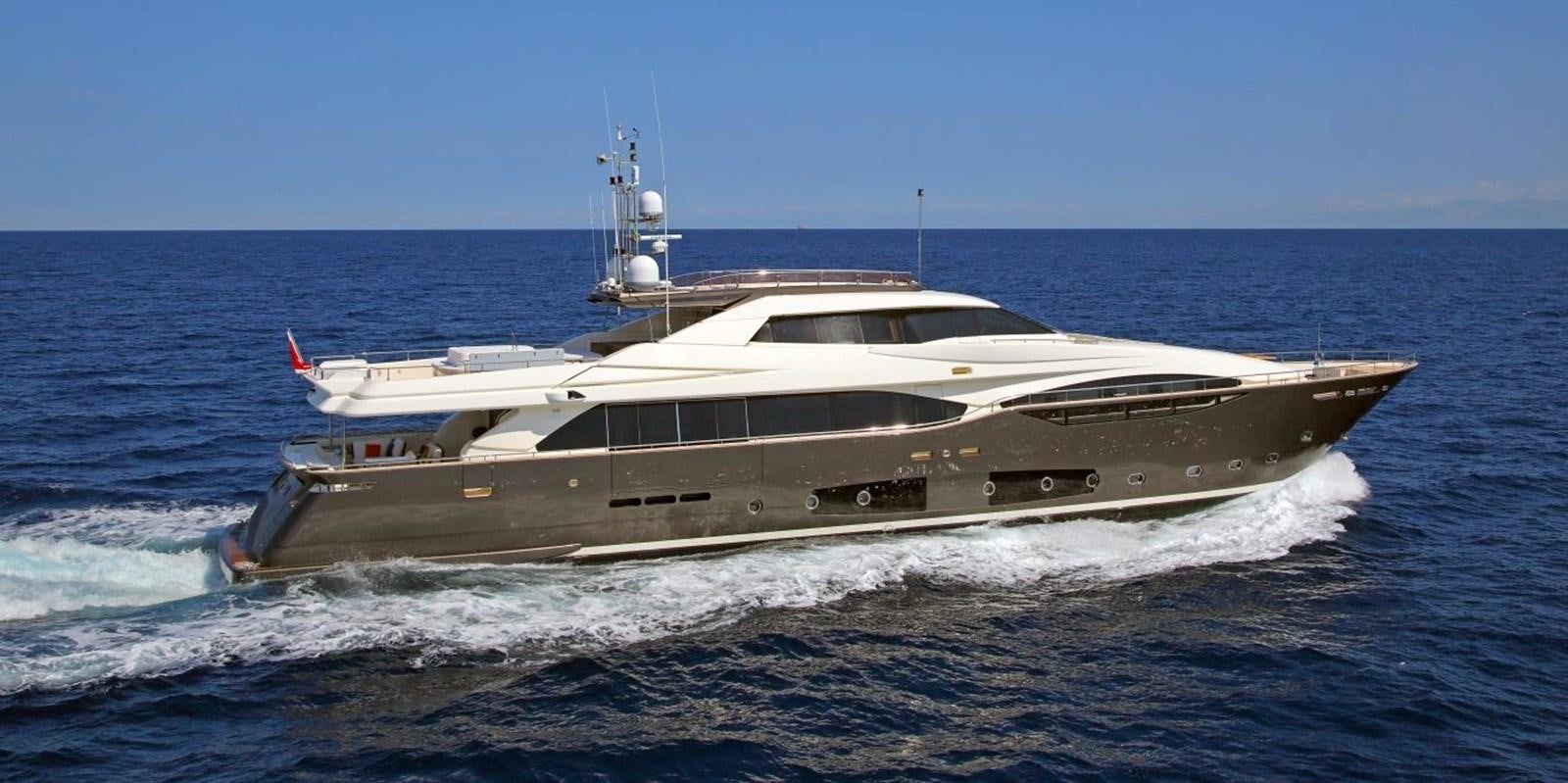 a white yacht on the water aboard VELA Yacht for Sale