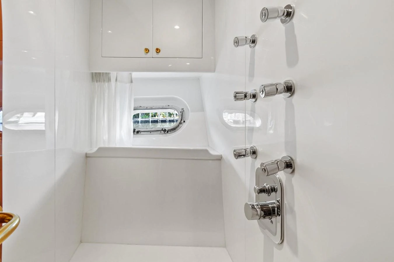 a door with a window and a sink in it aboard JEF82110L506 Yacht for Sale