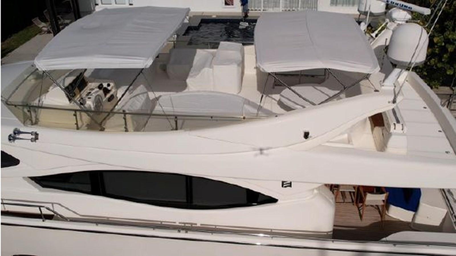 a white yacht on display aboard 2005 760 FERRETTI MOTOR YACHT Yacht for Sale