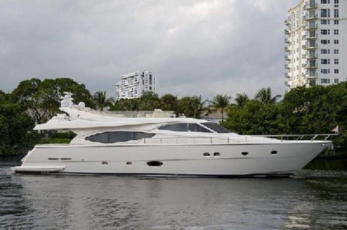 a white yacht in the water aboard 2005 760 FERRETTI MOTOR YACHT Yacht for Sale