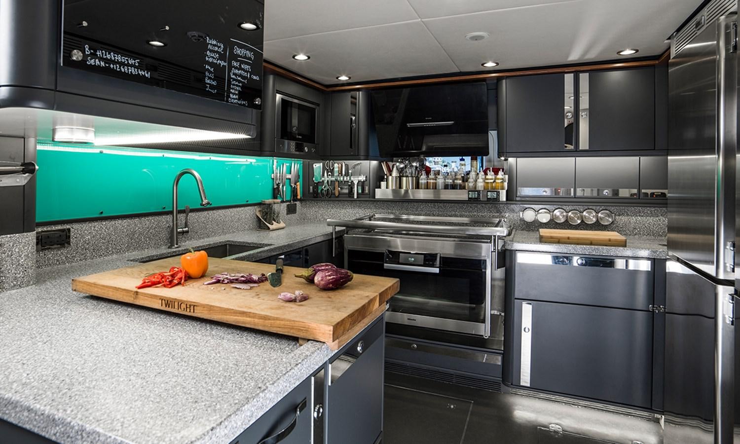 a kitchen with a countertop aboard TWILIGHT Yacht for Sale
