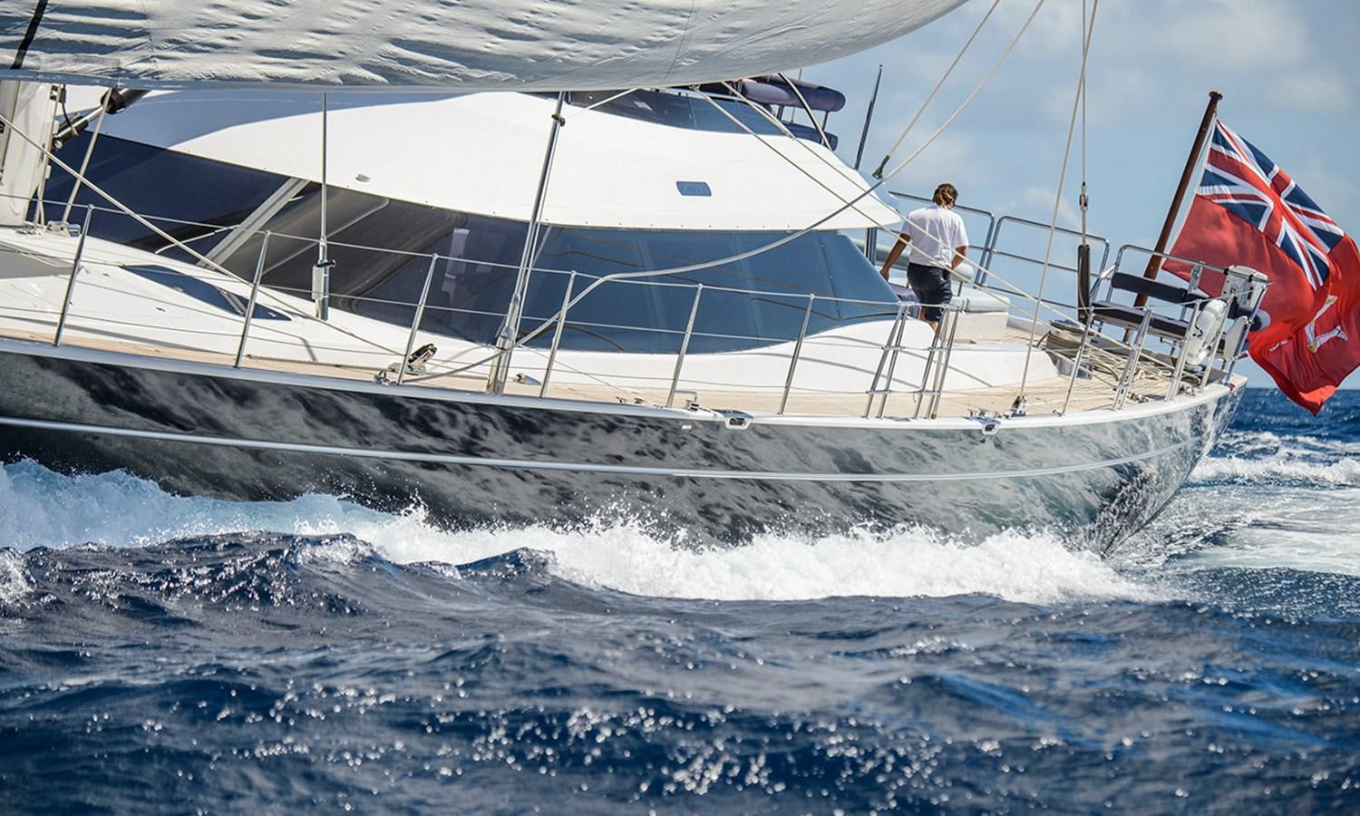 a person standing on a sailboat aboard TWILIGHT Yacht for Sale