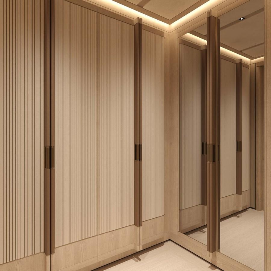 a room with a wall of lockers aboard ICE 68 Yacht for Sale