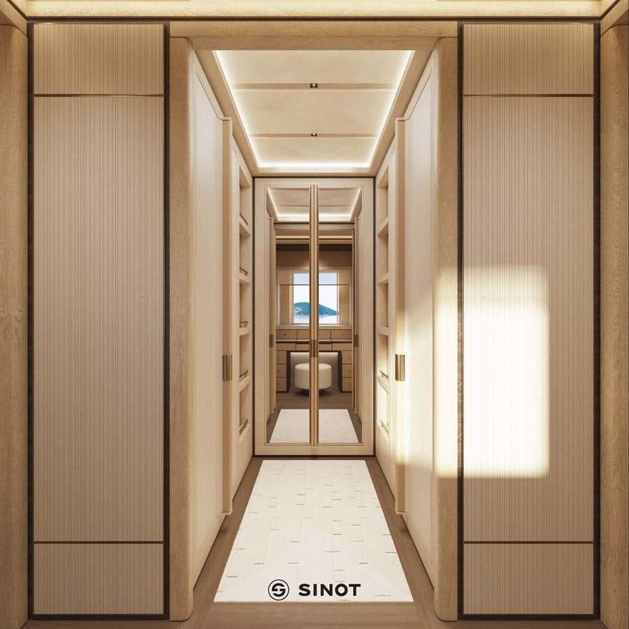 a hallway with a door aboard ICE 68 Yacht for Sale