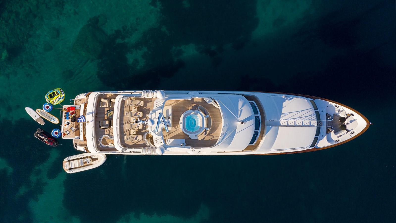 a satellite in outer space aboard RIVA I Yacht for Sale