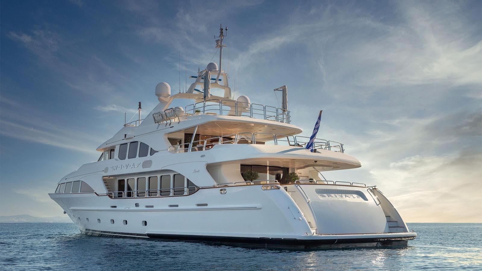 a white boat in the water aboard RIVA I Yacht for Sale