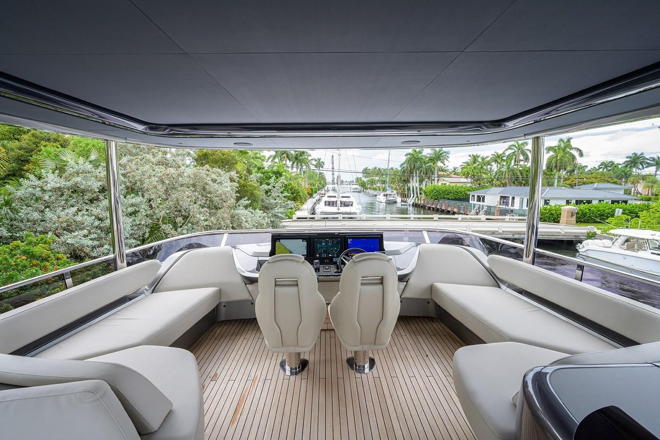 inside of a car aboard ESCAPE Yacht for Sale