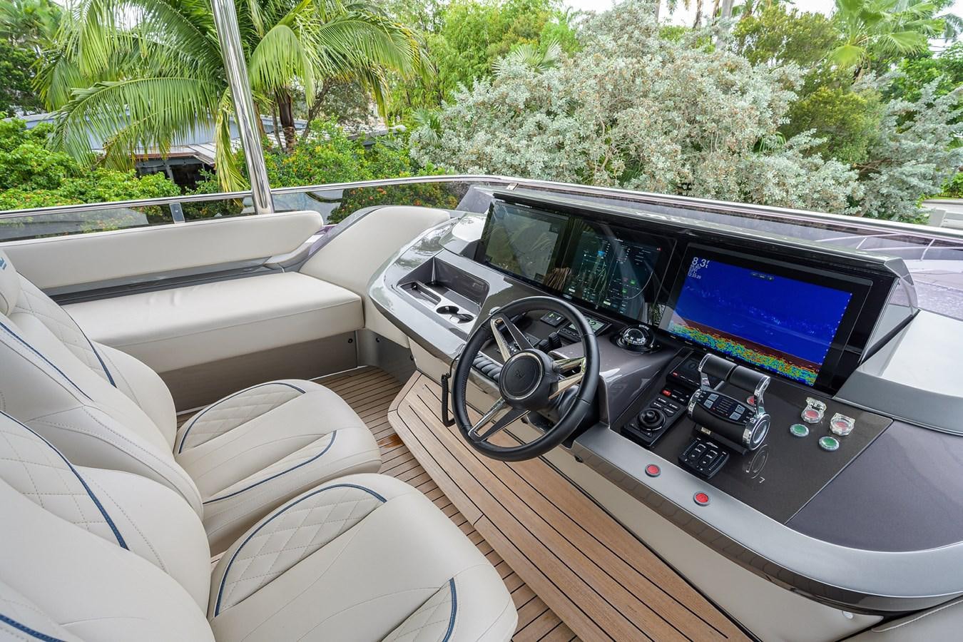 inside of a car aboard ESCAPE Yacht for Sale