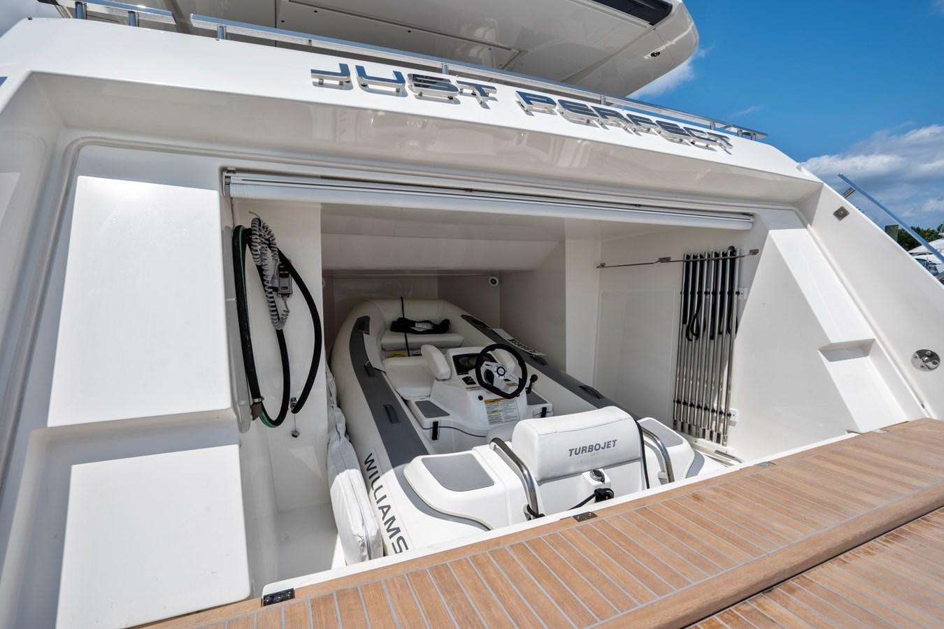 a white boat with a satellite dish on the deck aboard PINCH ME Yacht for Sale