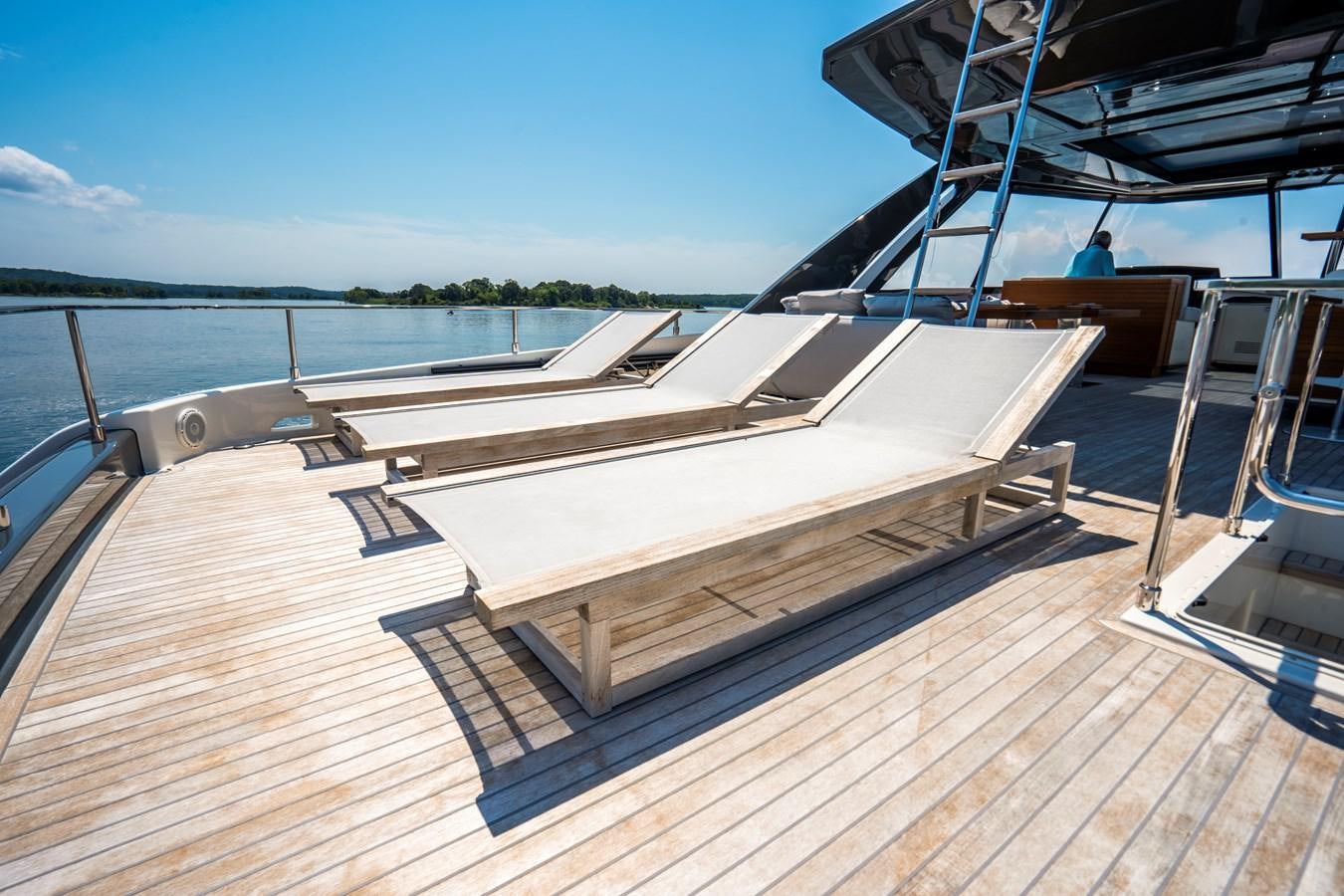 a deck with a boat on it aboard PINCH ME Yacht for Sale