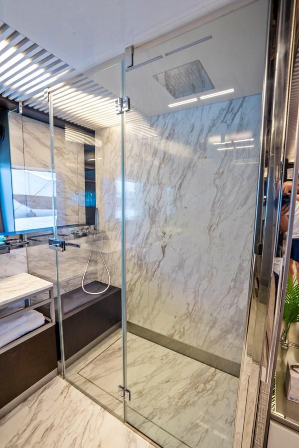 a shower unit in a bathroom aboard PINCH ME Yacht for Sale