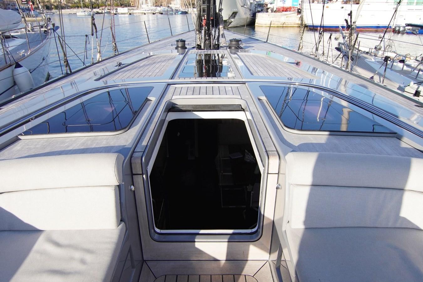 a white car with a window aboard NYUMBA Yacht for Sale