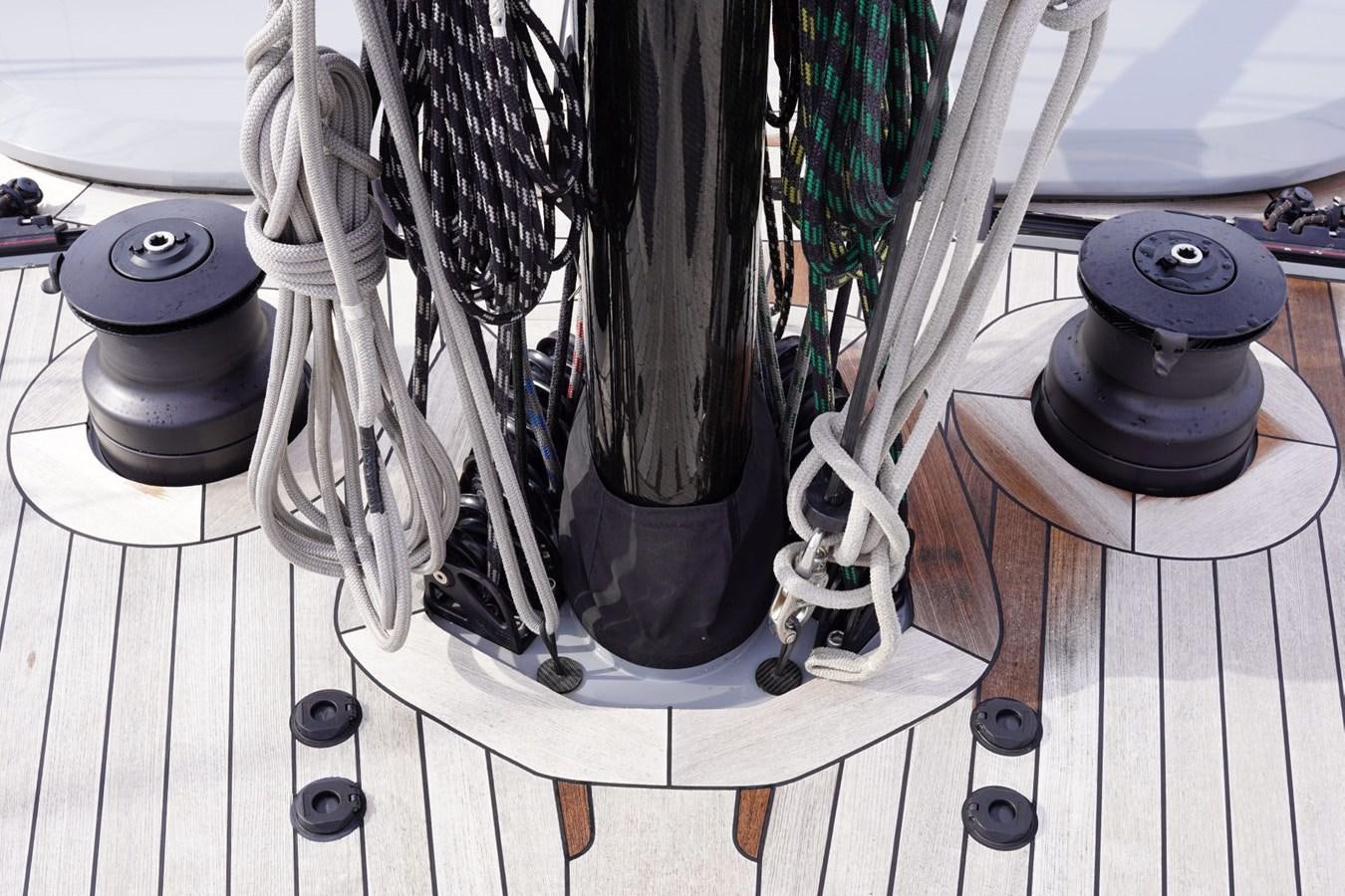 a group of black and white wires aboard NYUMBA Yacht for Sale