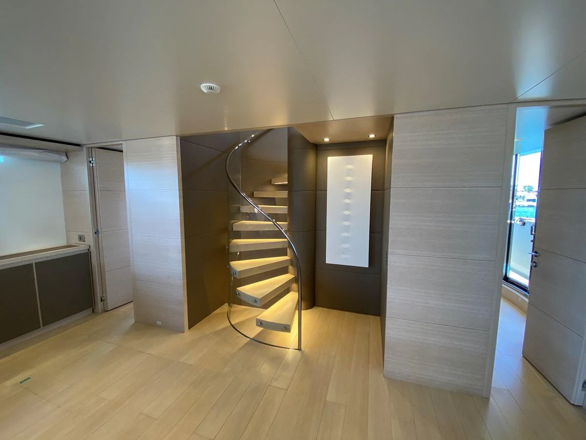 a staircase in a room aboard NYALA OF AFRICA Yacht for Sale