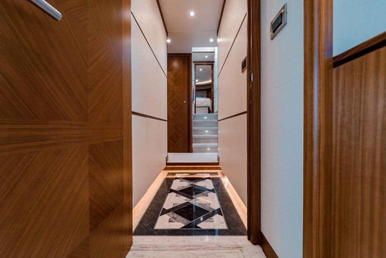 a hallway with a tile floor aboard SWEET SALT Yacht for Sale