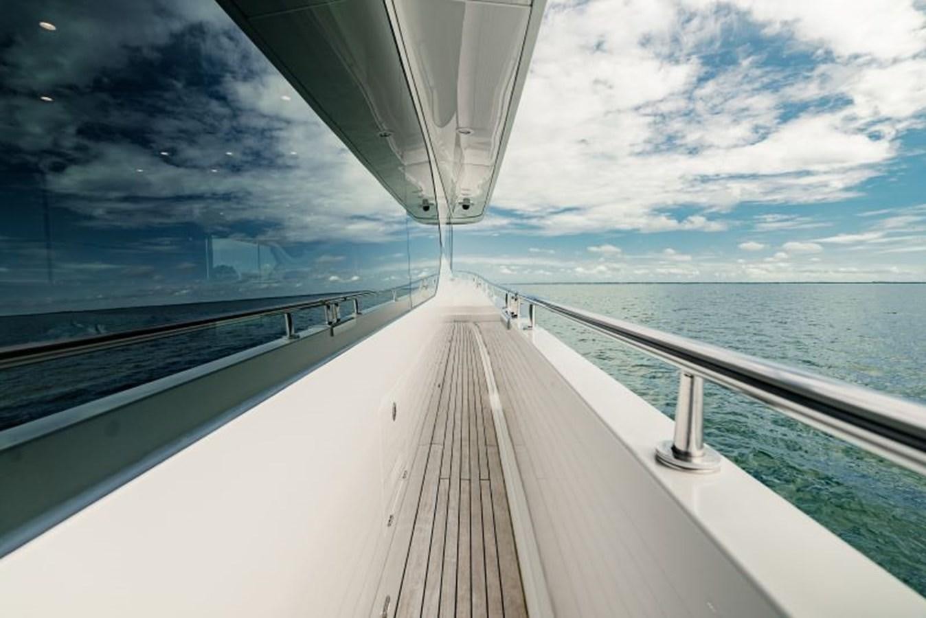 a long wooden walkway on a boat aboard SWEET SALT Yacht for Sale