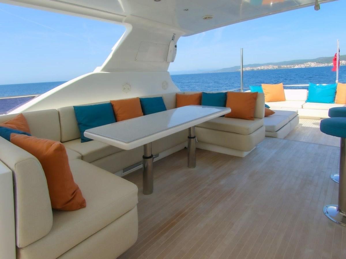 a room with a couch and a pool aboard POCO LOCO Yacht for Sale