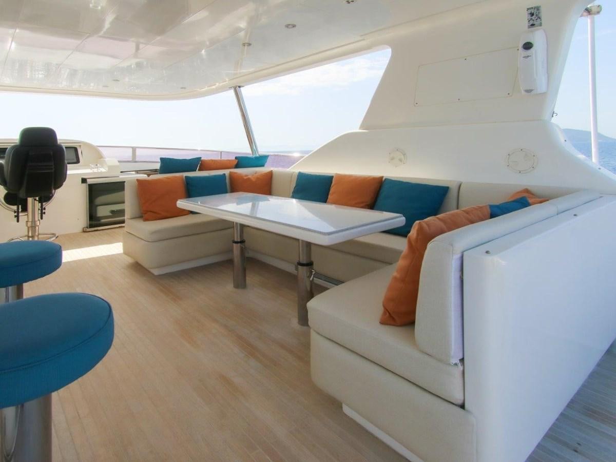 a room with a couch and a table aboard POCO LOCO Yacht for Sale