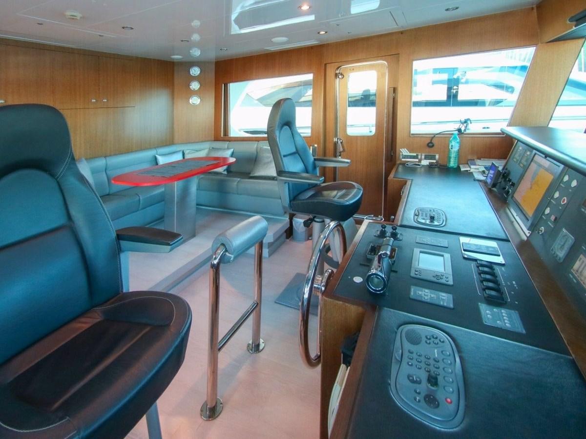 a room with a table and chairs aboard POCO LOCO Yacht for Sale