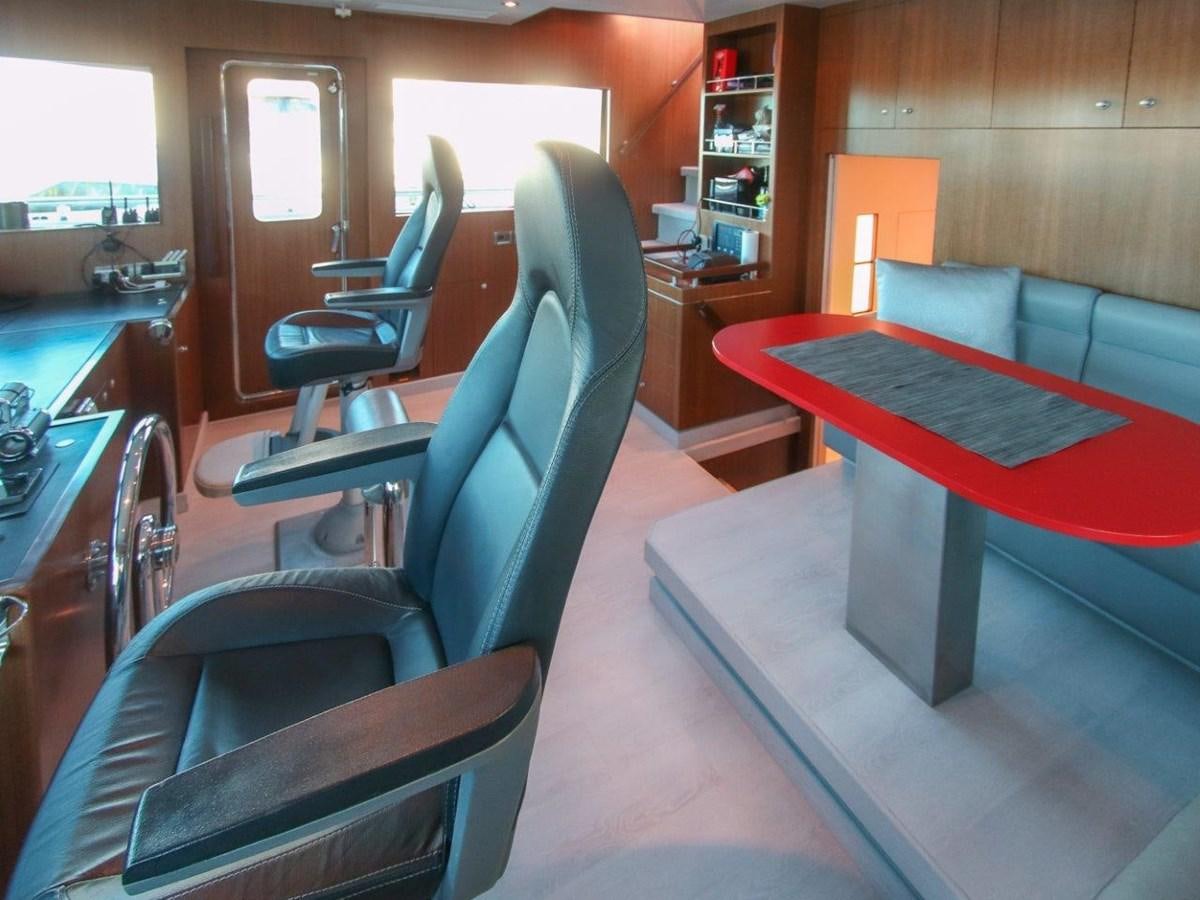a room with a table and chairs aboard POCO LOCO Yacht for Sale