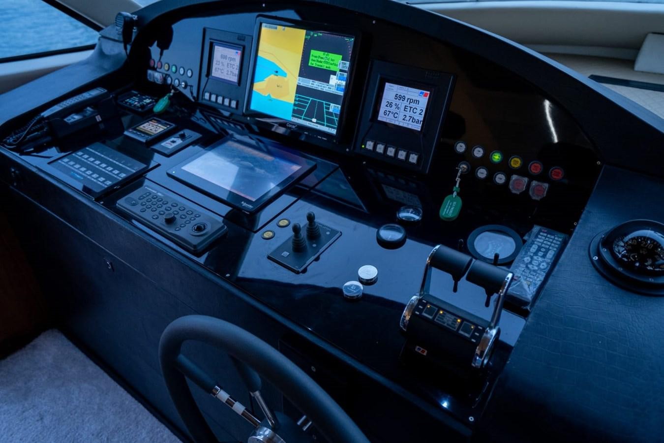 a cockpit of a plane aboard F68 Yacht for Sale