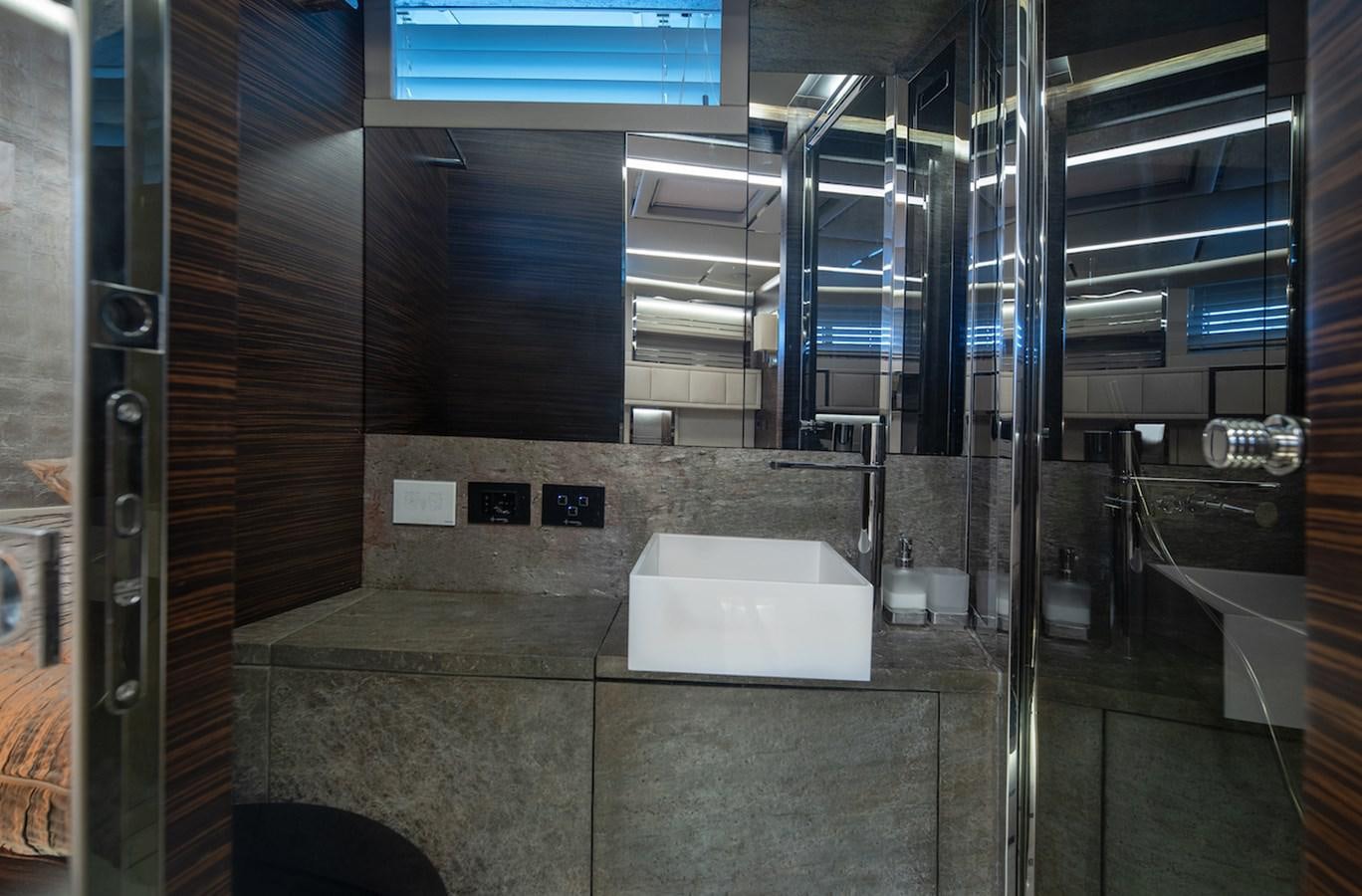 a room with a large glass wall aboard GIGRECA Yacht for Sale