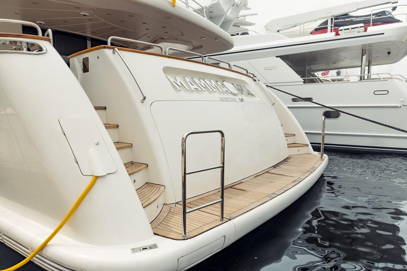 a white yacht on the water aboard MAMMA MIA Yacht for Charter