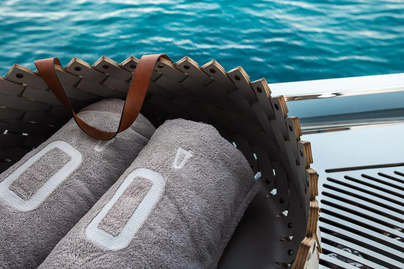 a gun and a helmet on a boat aboard O4 Yacht for Sale