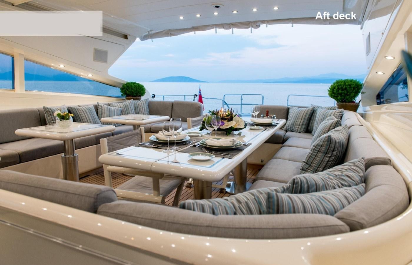 a room with a table and chairs aboard ROMACHRIS II Yacht for Sale