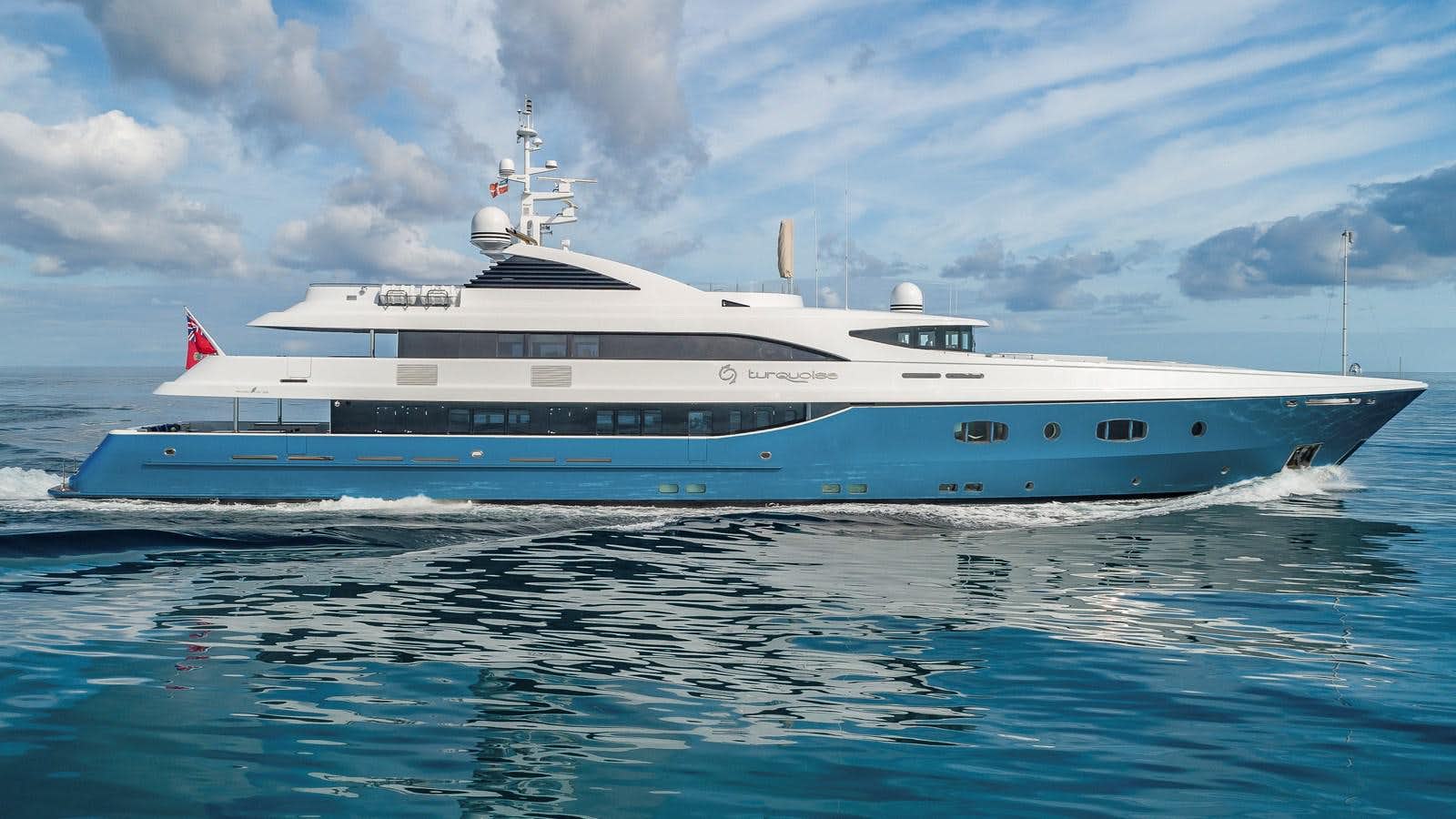a large white boat aboard TURQUOISE Yacht for Sale