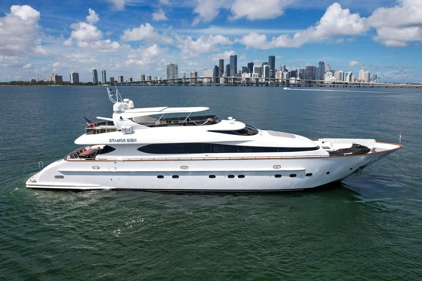 a white yacht in the water aboard STAMOS BIEN Yacht for Sale