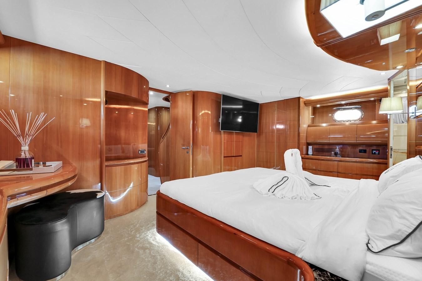 a bed in a room aboard STAMOS BIEN Yacht for Sale