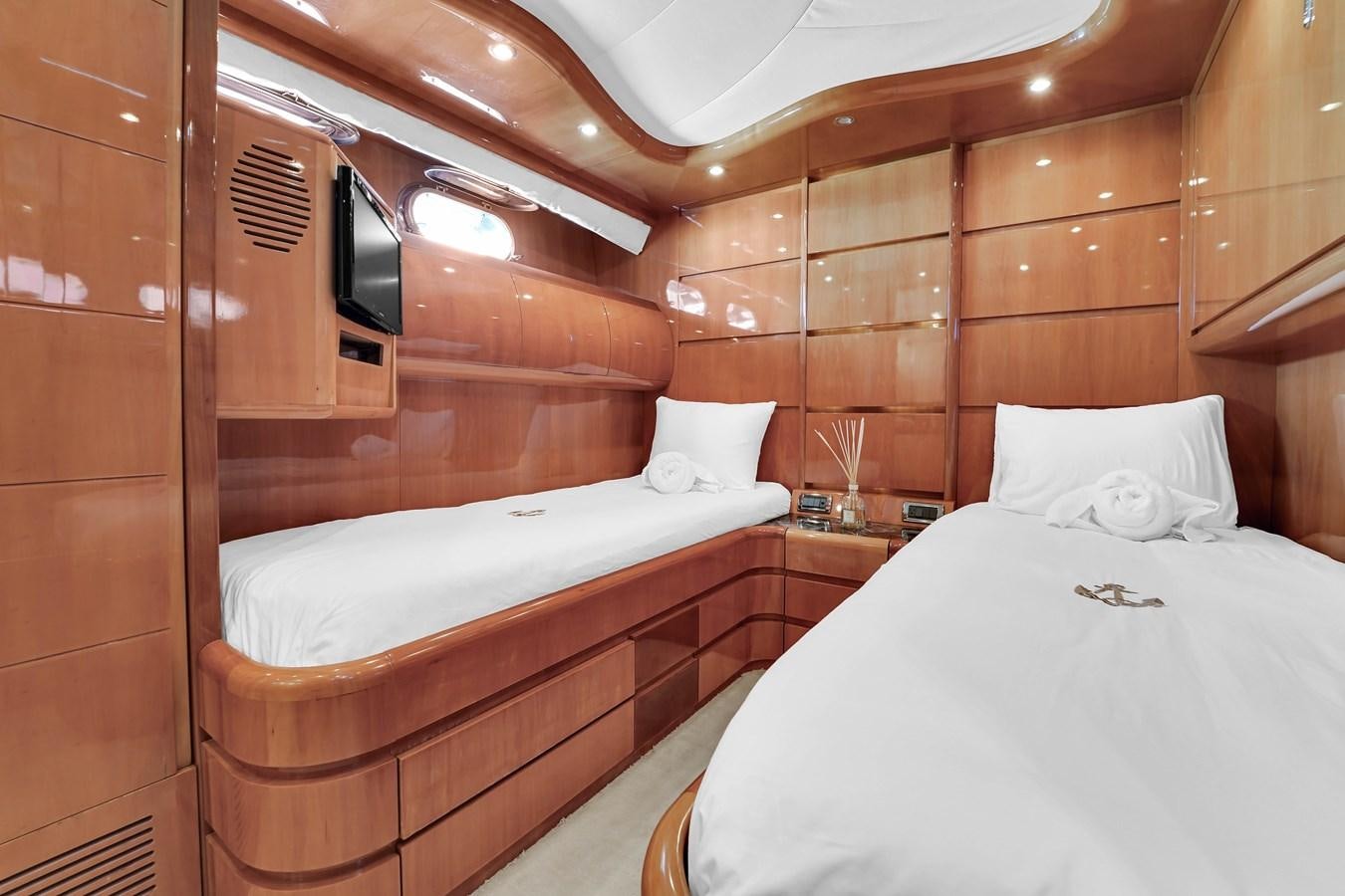 a room with two beds aboard STAMOS BIEN Yacht for Sale